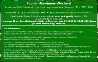 Rastiland Kids Dinoworld Fussball-Gewinner-Wochen Hannover 96 EDDIs Kids AWesA