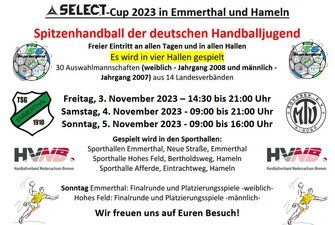 Select Cup 2023 Handball Turnier Jugend Plakat