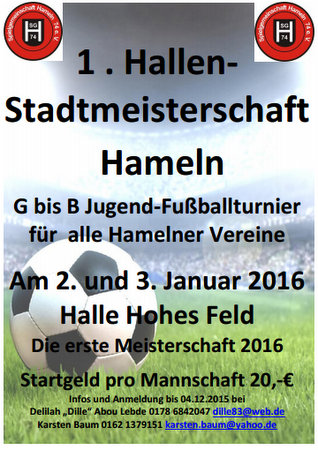 Hallen-Stadtmeisterschaft Hameln 2015 SG 74 Plakat AWesA