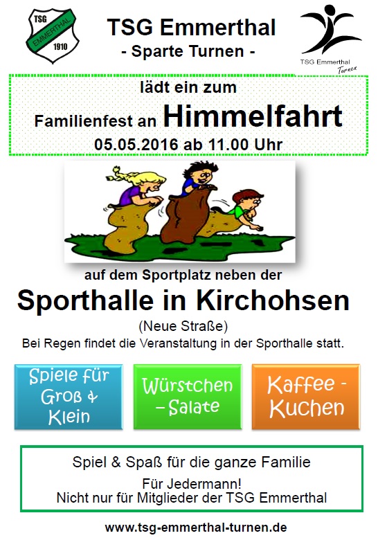 TSG Emmerthal Himmelfahrt Familienfest 2016 Plakat