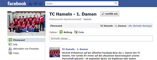Facebookprofil TC Hameln