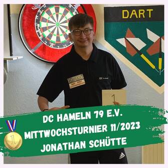 Jonathan Schuette Sieger Mittwochsturnier 11-2023 Darts