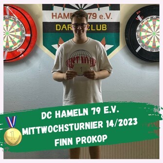 Finn Prokop Darts Turnier Siegerfoto DC79 Mittwochsturnier