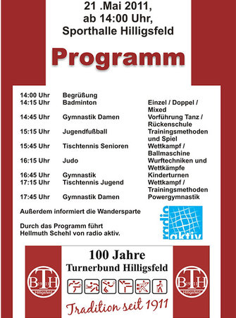 100 Jahre Turnerbund Hilligsfeld - Der TBH stellt sich vor - Das Programm