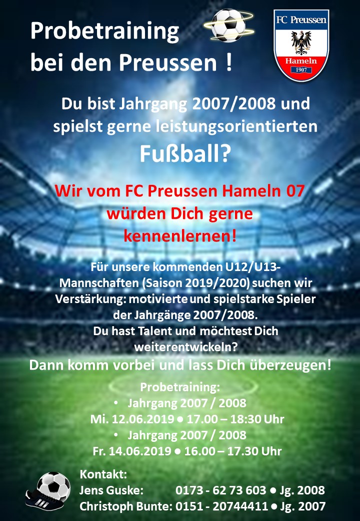 Probetraining FC Preussen Hameln 