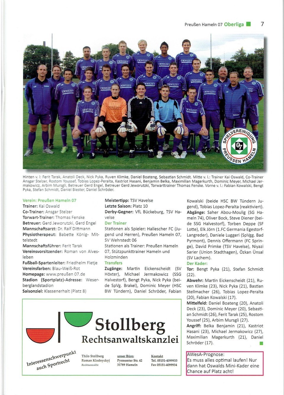 Preussen Hameln 07 Oberliga Saison 200910