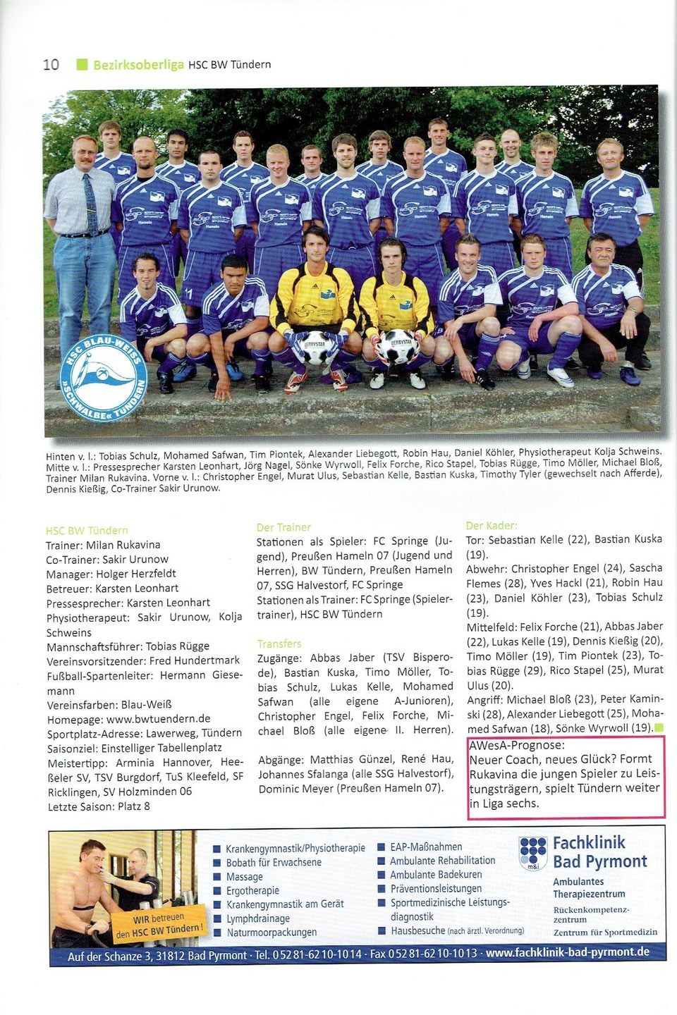 BW Tuendern Landesliga Saison 200910