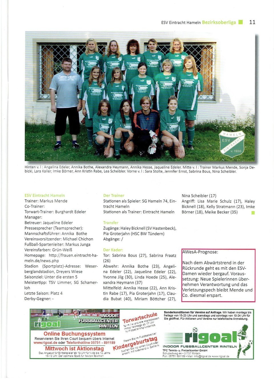ESV Eintracht Hameln Landesliga Saison 200910