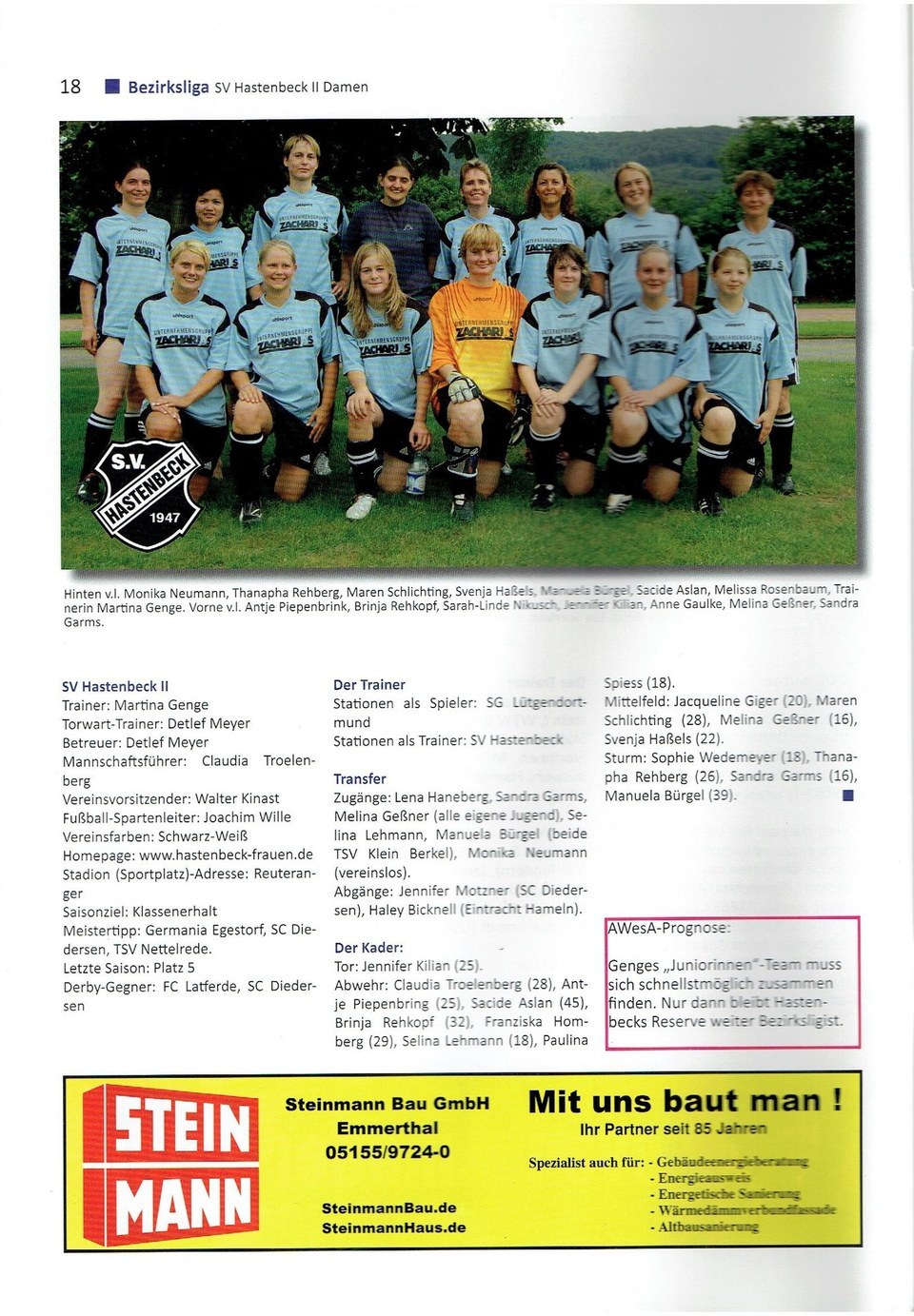 SV Hastenbeck II Frauen Bezirksliga 200910