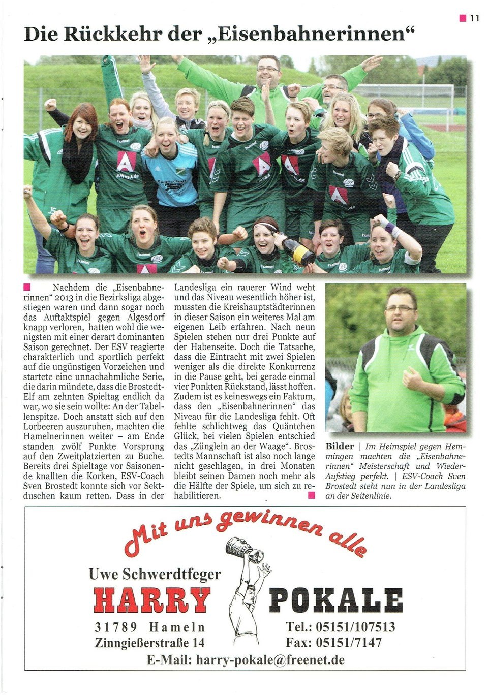 ESV Eintracht Hameln Frauen 2014 Printmagazin