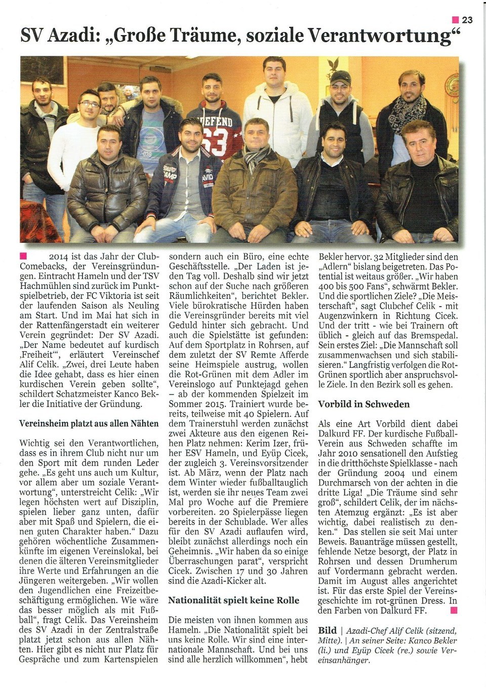 SV Azadi Hameln 2014 Printmagazin