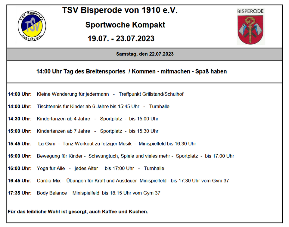 TSV Bisperode Sportwoche Tag des Breitensports