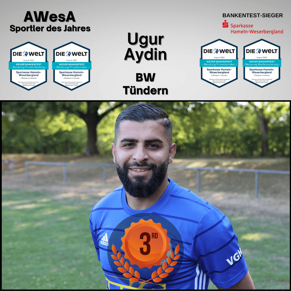 Ugur Aydin BW Tuendern Sportler des Jahres Bronze