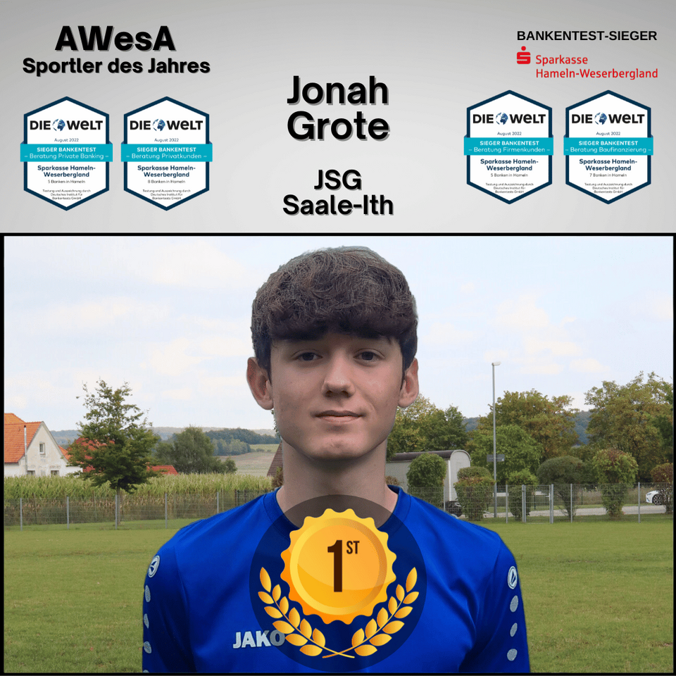 Jonah Grote JSG Saale Ith Sportler des Jahres 2023 Gold