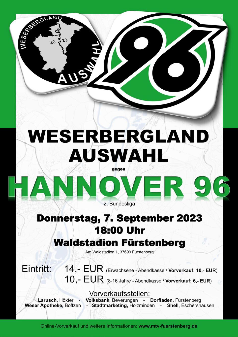 MTV Fuerstenberg Hannover 96 Testspiel Flyer