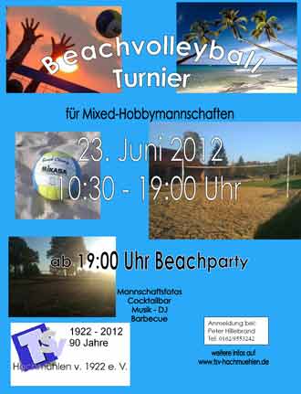 Beachvolleyball-Turnier TSV Hachmuehlen Flyer AWesA