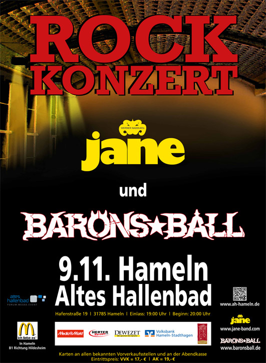 Barons Ball Rockband Nadolnys JANE Hameln Altes Hallenbad