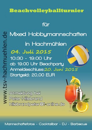 Beachvolleyball TSV Hachmuehlen 2015 Plakat AWesA