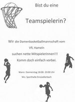 Damen VfL Hameln Basketball Plakat AWesA